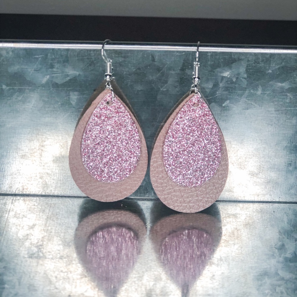2” Faux Leather Tear Drop Earrings